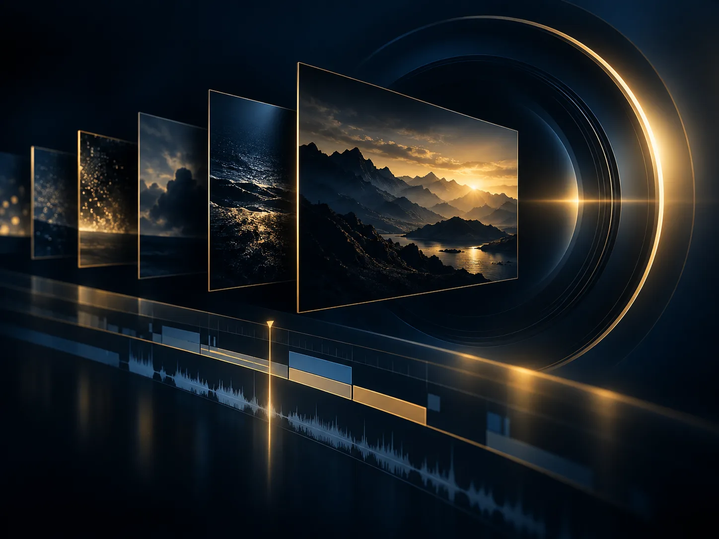 Layered media frames and a timeline