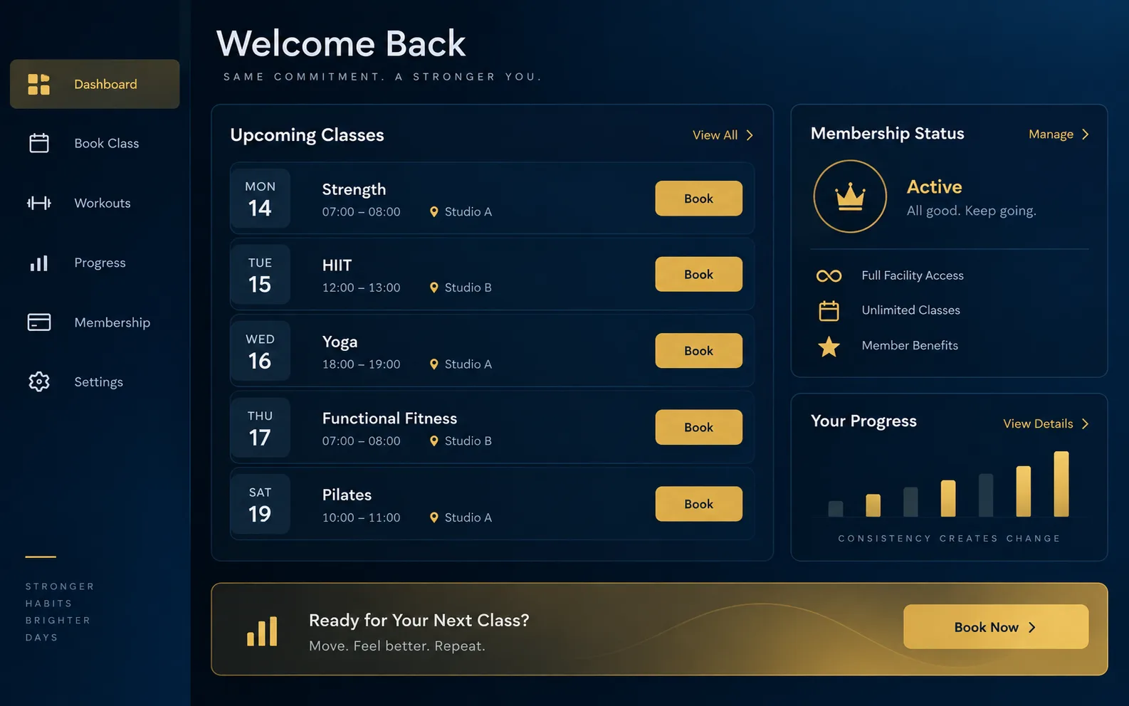 Concept member portal interface