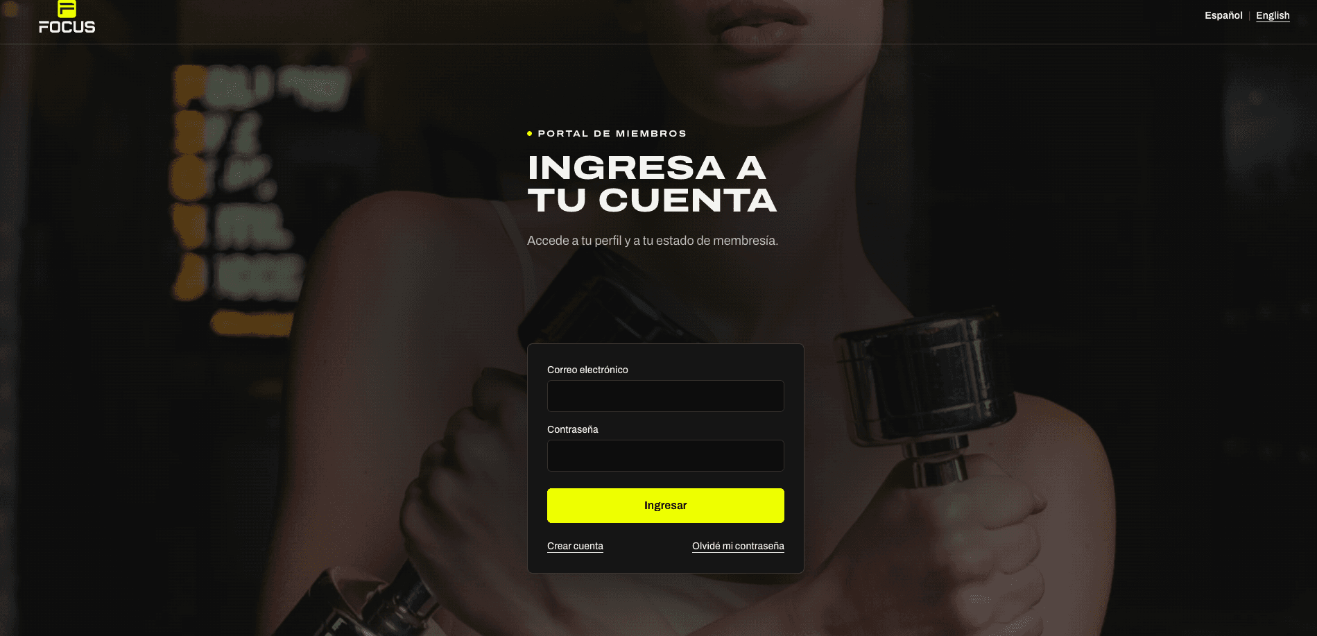 Focus Box Gym member portal: sign in