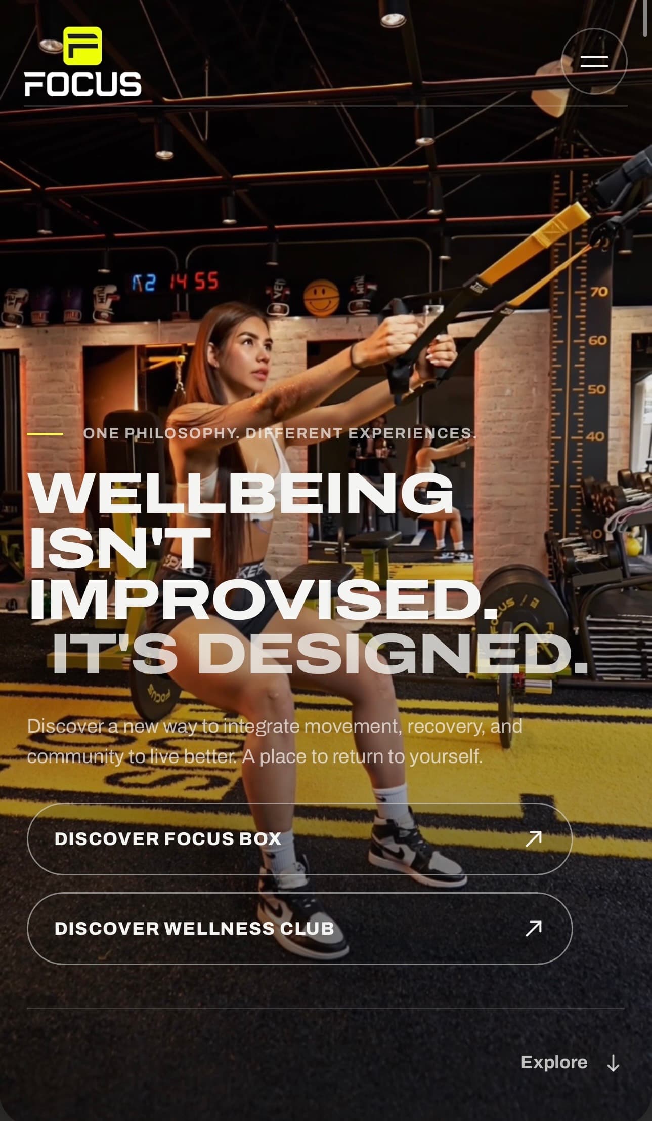 Focus Box Gym mobile website